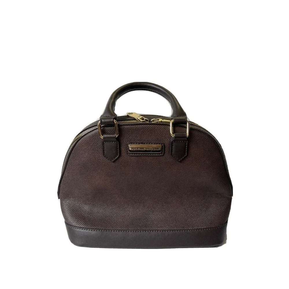 Adrienne Vittadini Double Handle Brown Dome Satchel Handbag NWOT